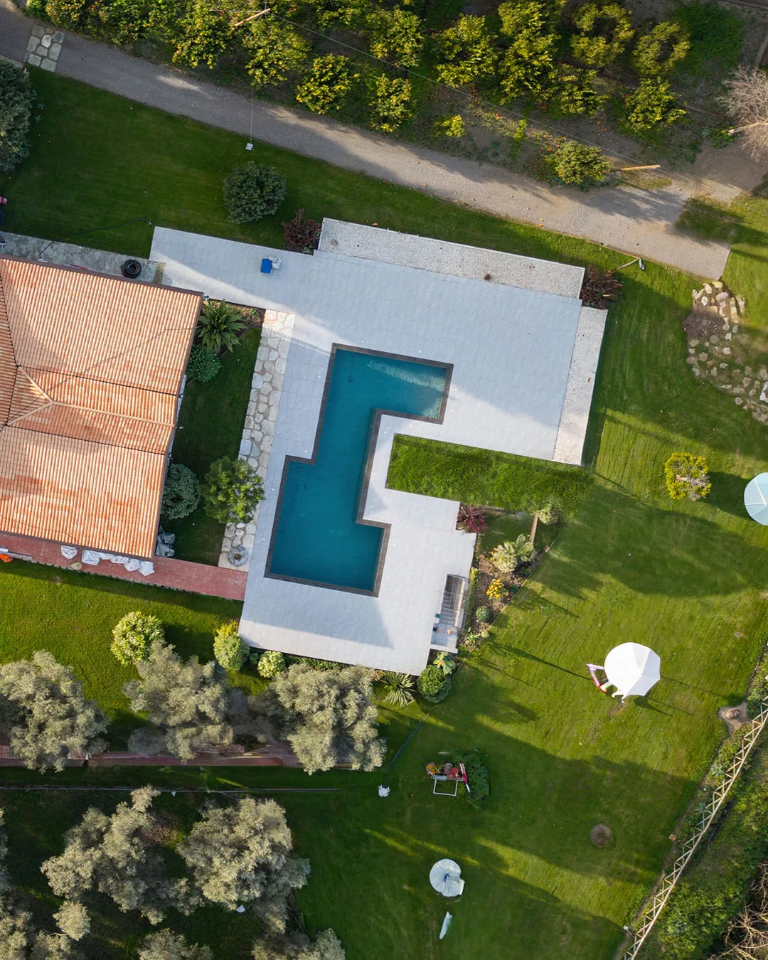 The pool at La Baronella seen from above