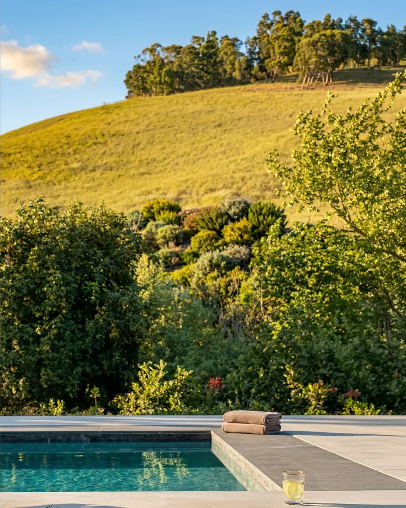 The pool at La Baronella looking out over the hills