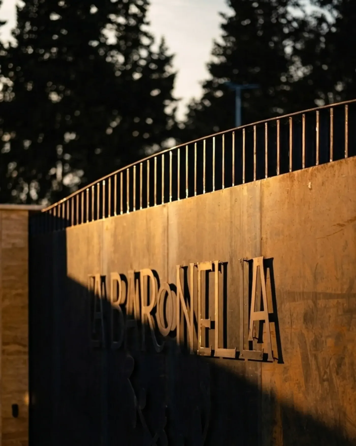 The La Baronella sign at the entrance